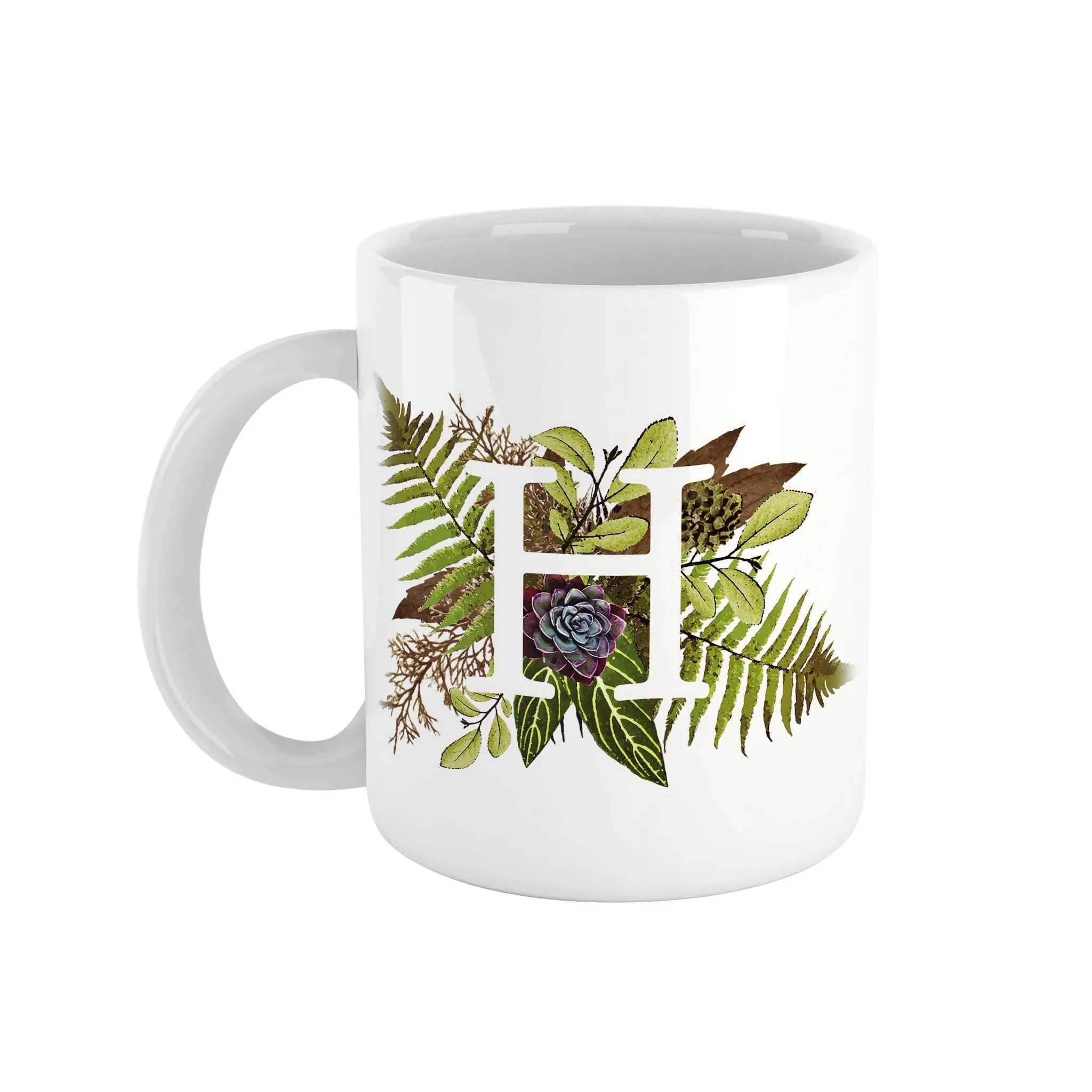 Botanical Monogram Ceramic Mug