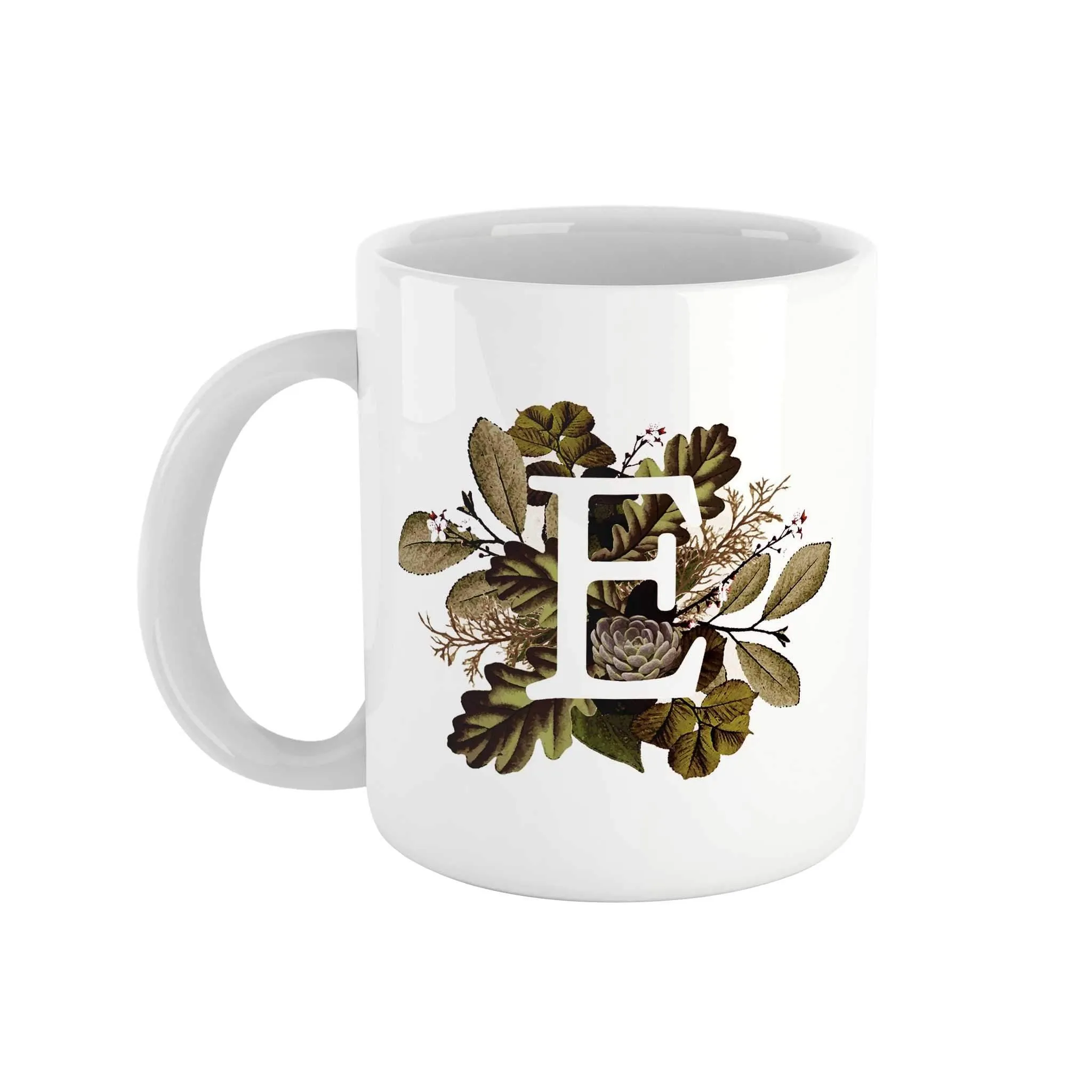 Botanical Monogram Ceramic Mug