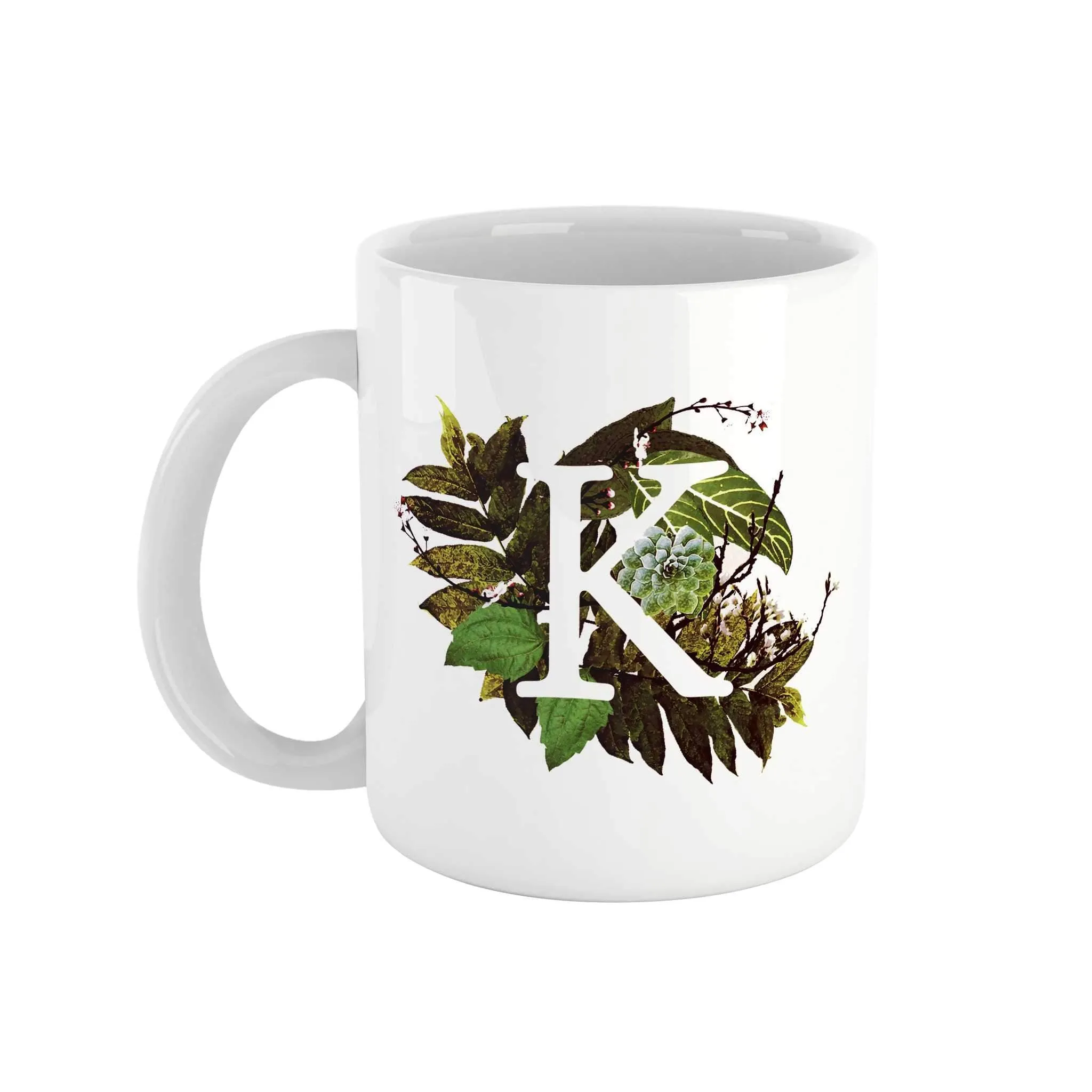 Botanical Monogram Ceramic Mug