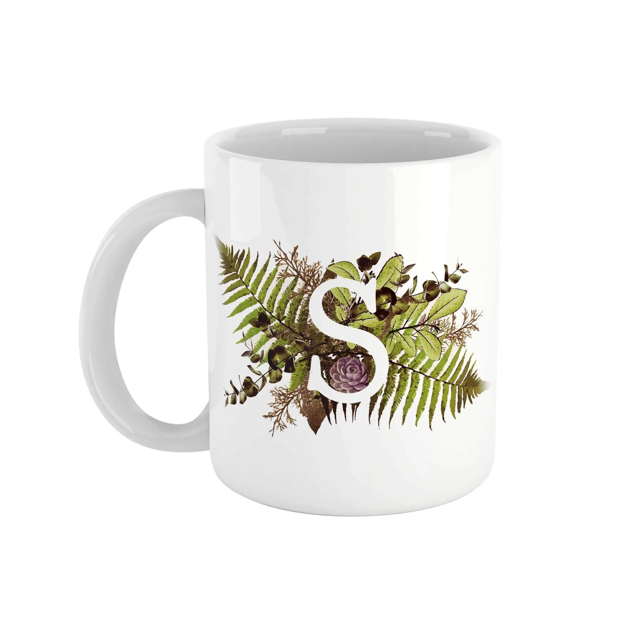 Botanical Monogram Ceramic Mug