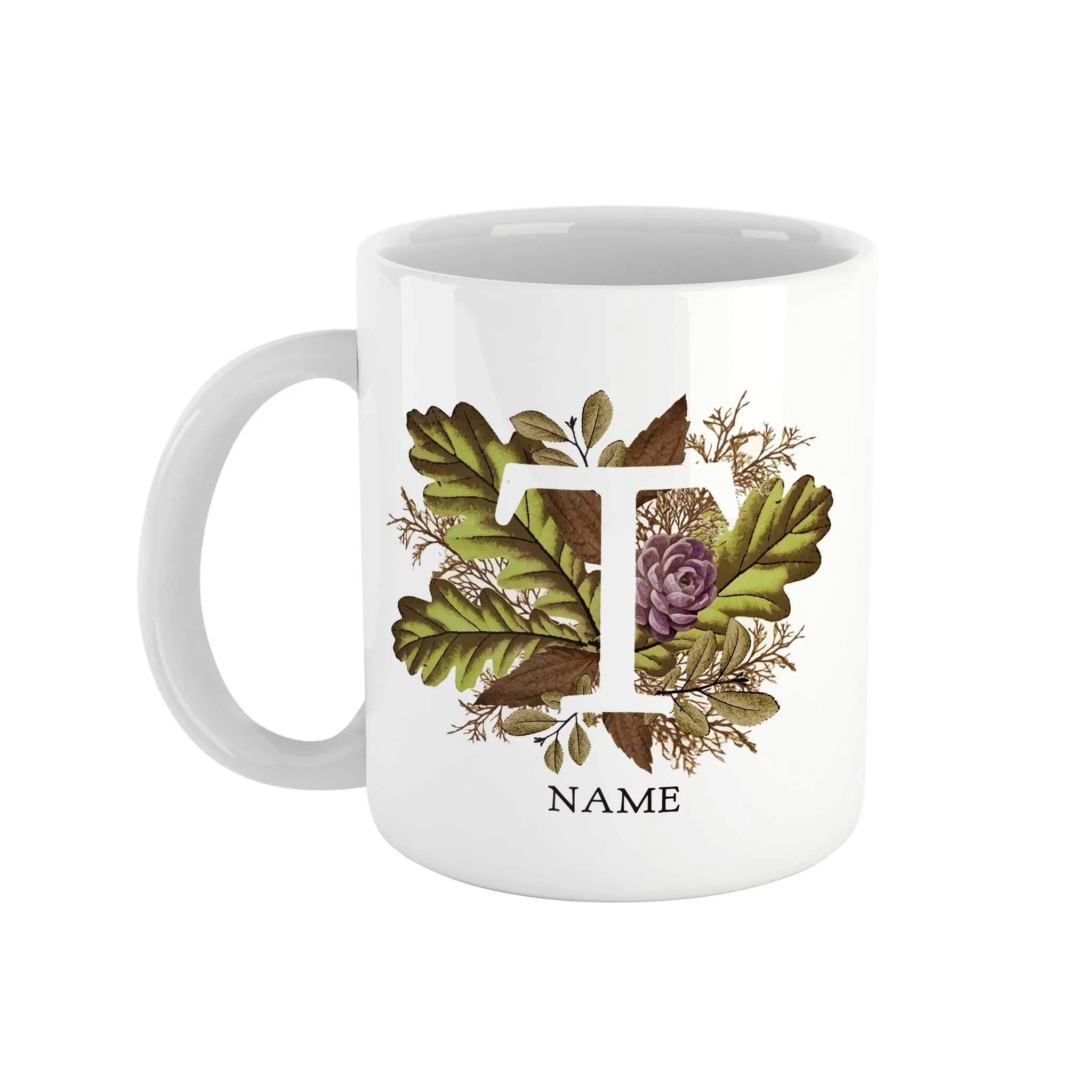 Botanical Monogram Ceramic Mug