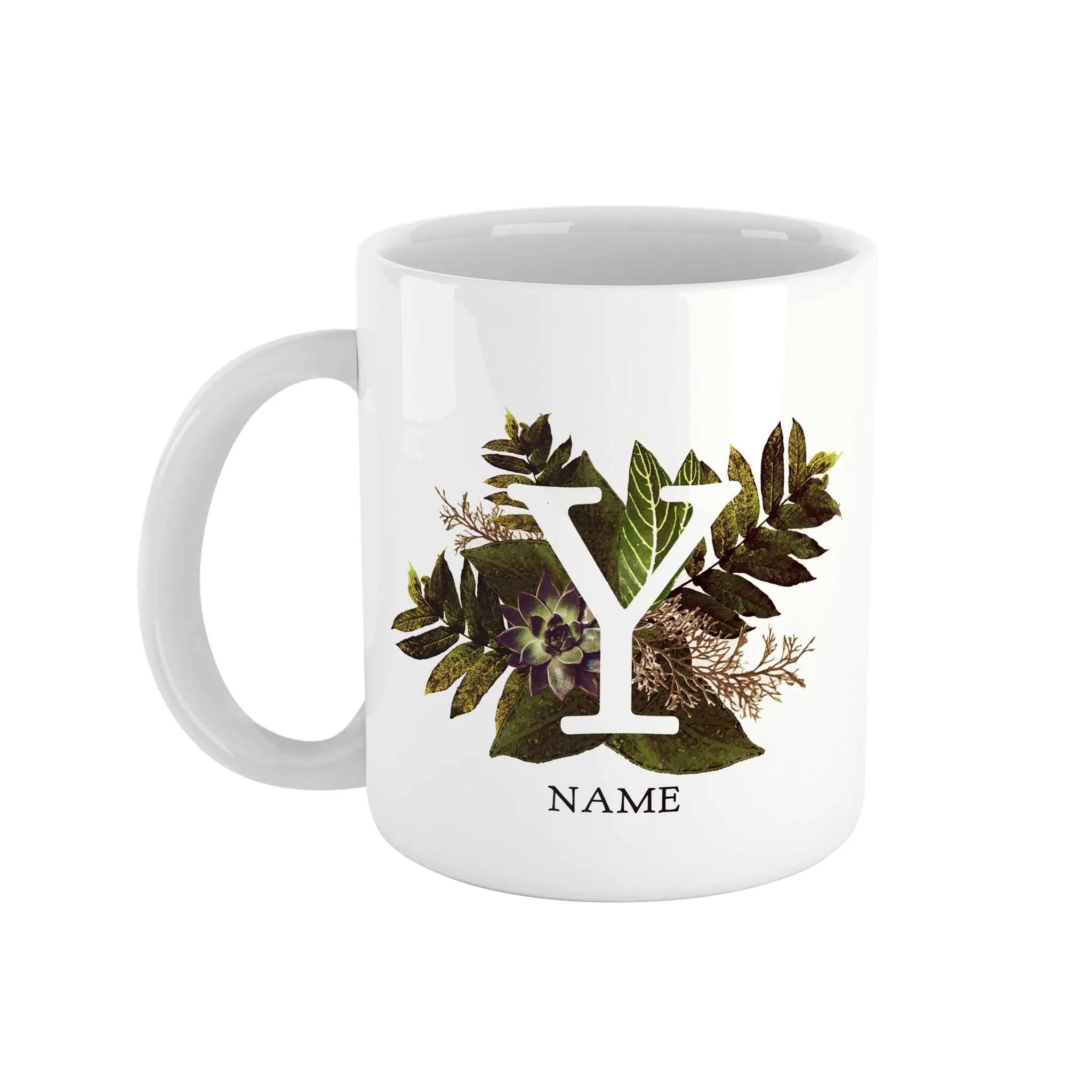 Botanical Monogram Ceramic Mug