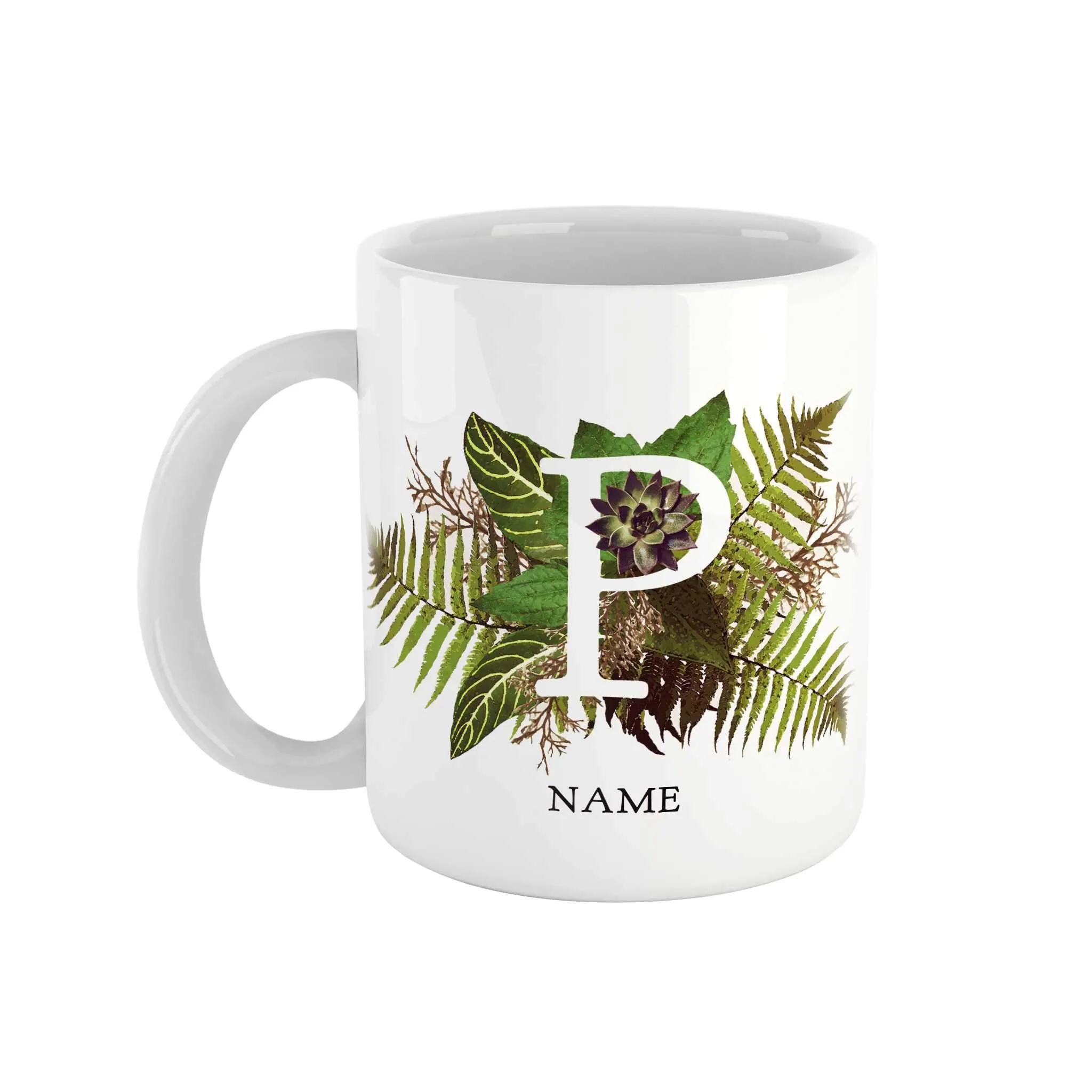 Botanical Monogram Ceramic Mug