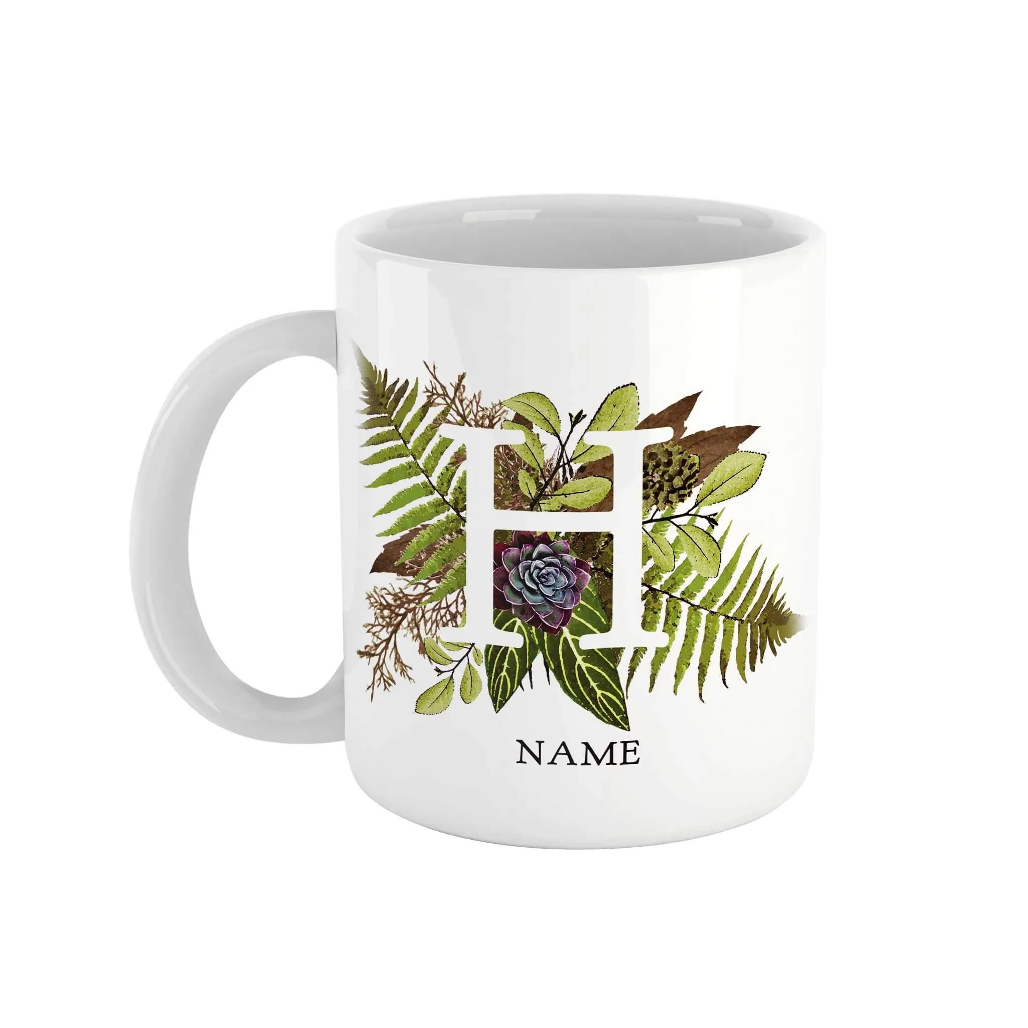 Botanical Monogram Ceramic Mug