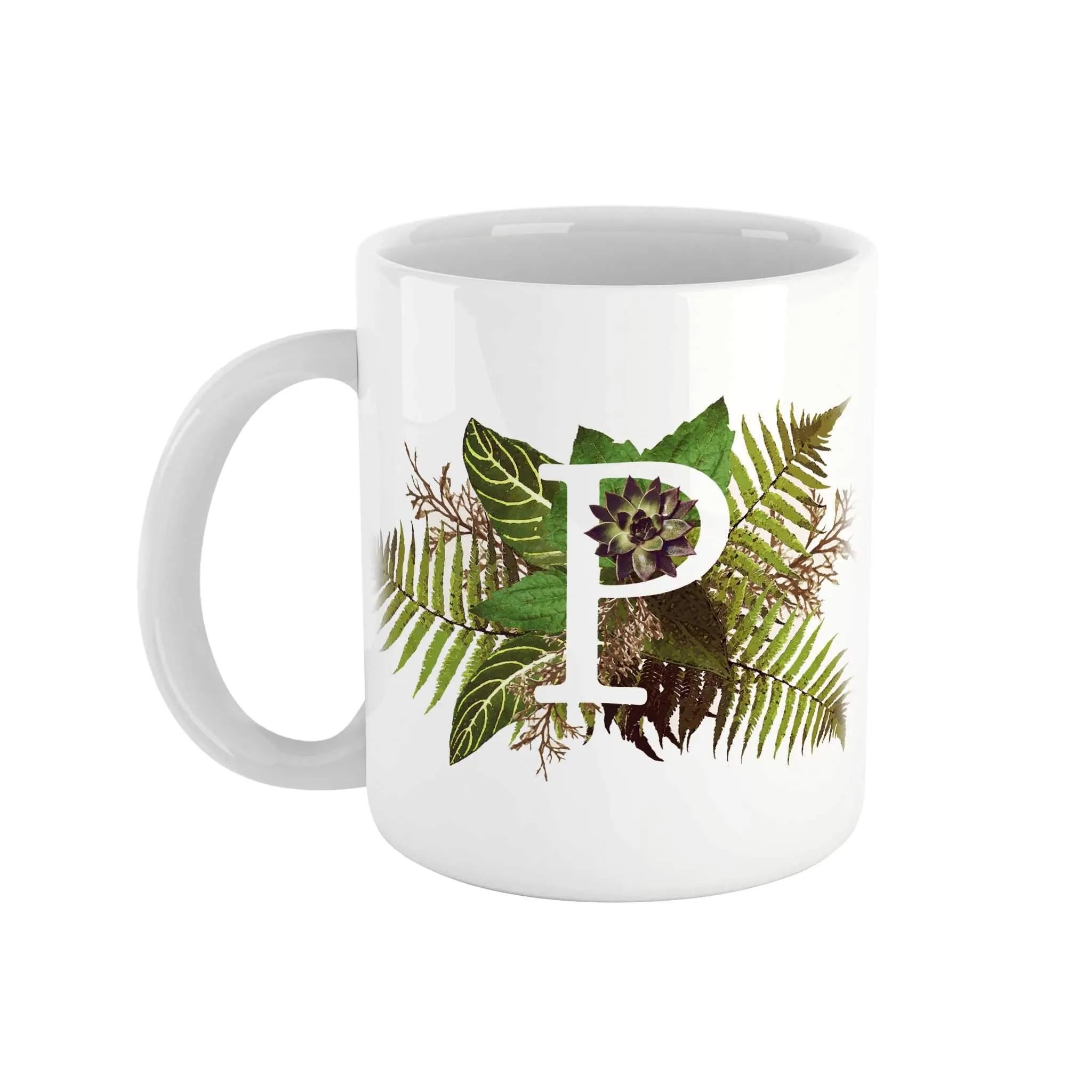 Botanical Monogram Ceramic Mug