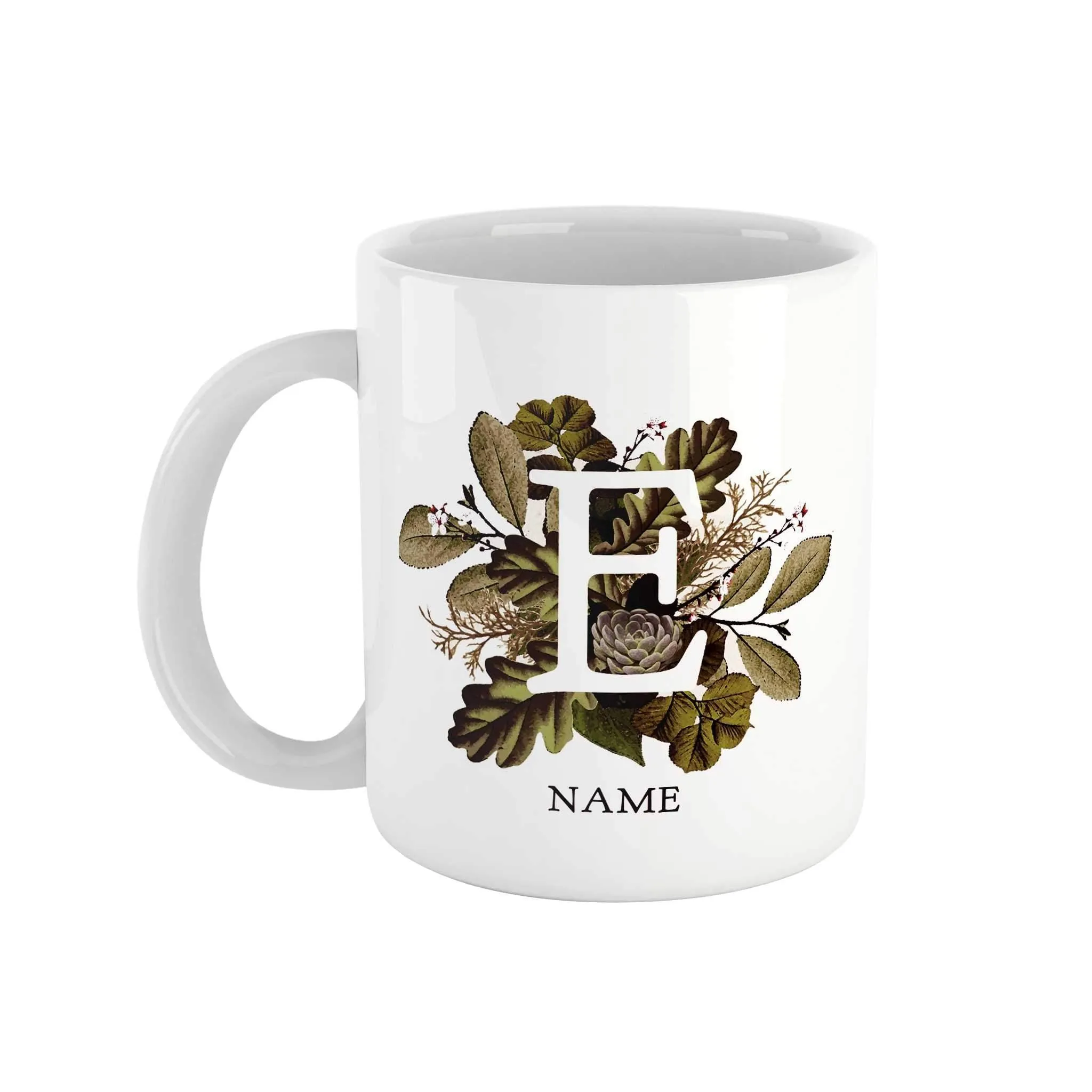 Botanical Monogram Ceramic Mug