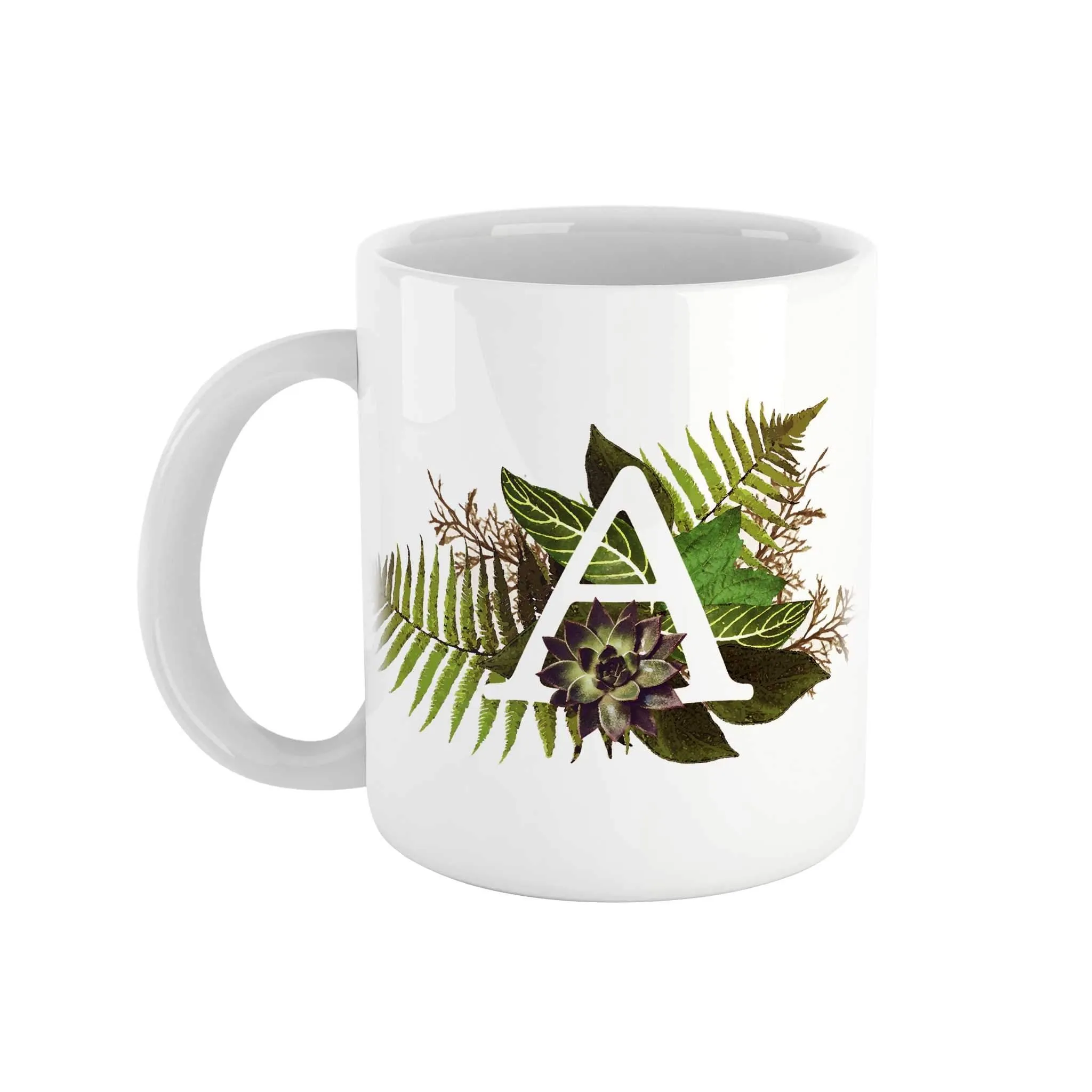 Botanical Monogram Ceramic Mug