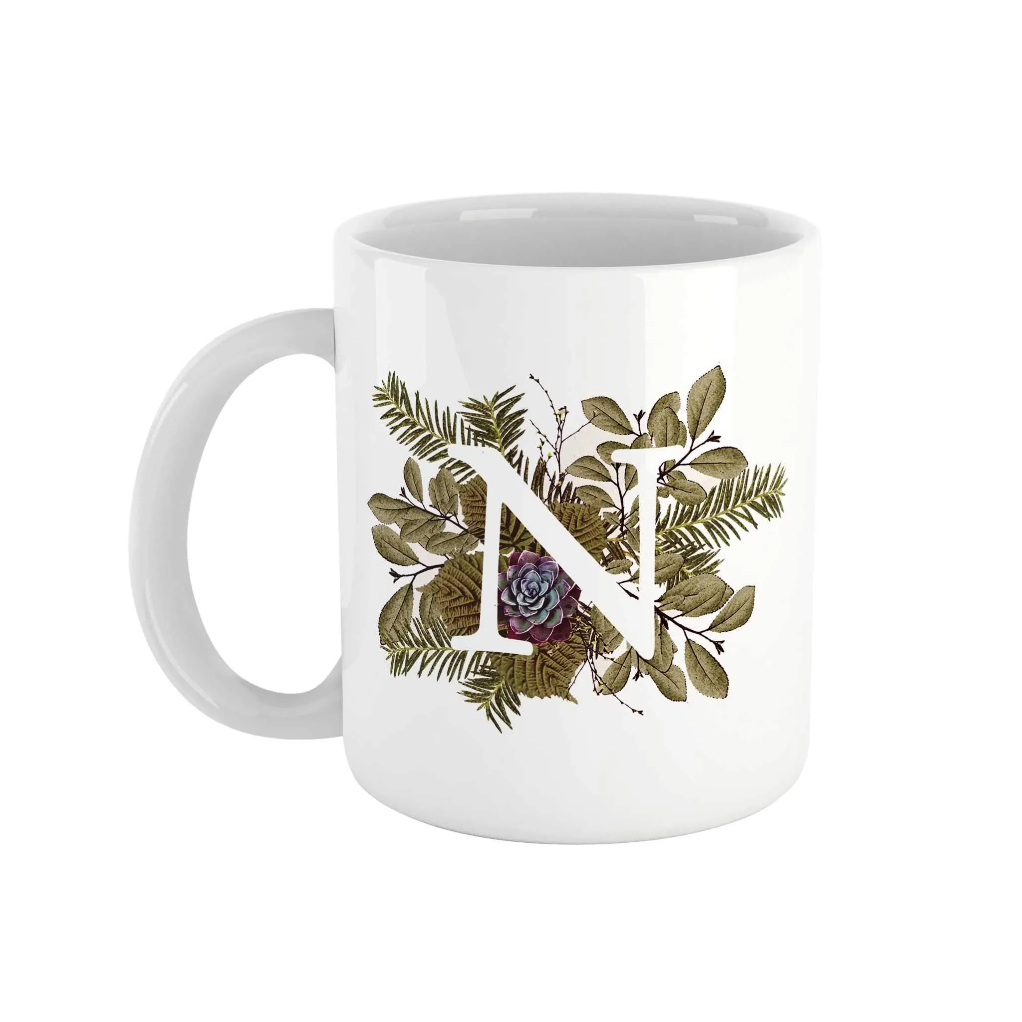 Botanical Monogram Ceramic Mug