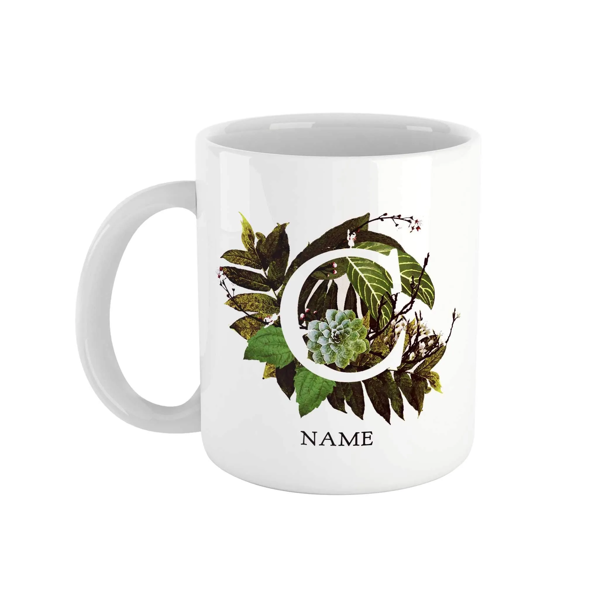 Botanical Monogram Ceramic Mug