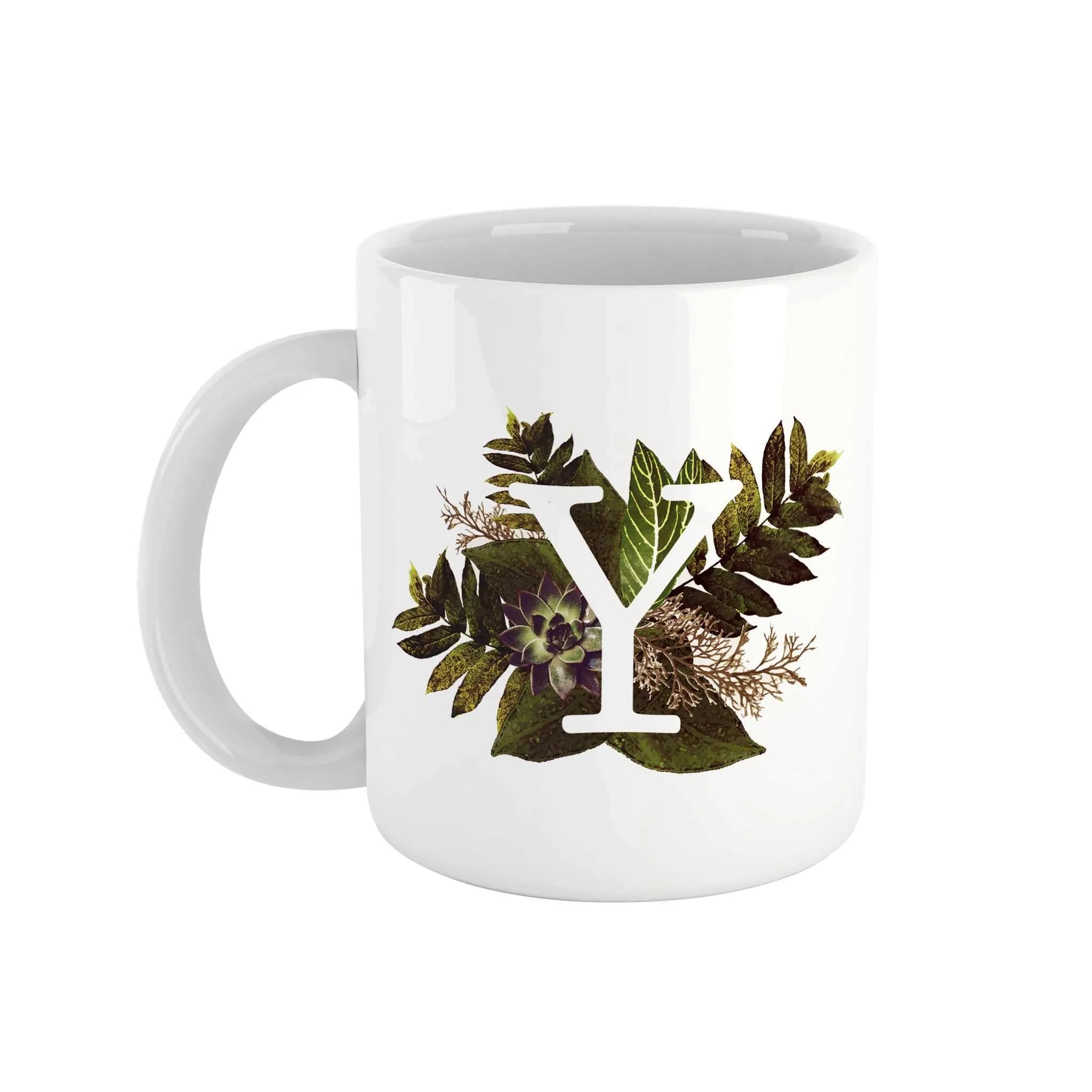 Botanical Monogram Ceramic Mug