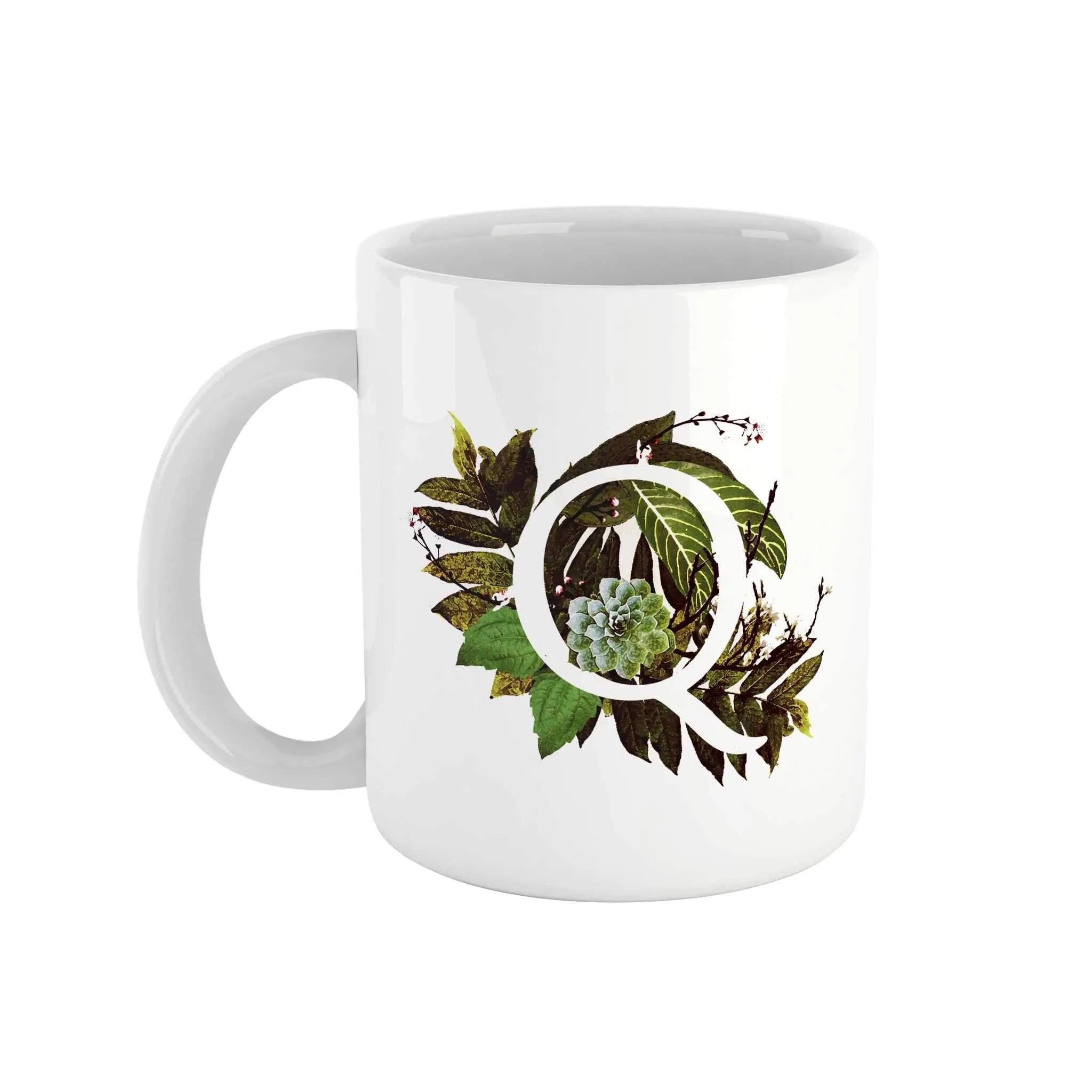 Botanical Monogram Ceramic Mug