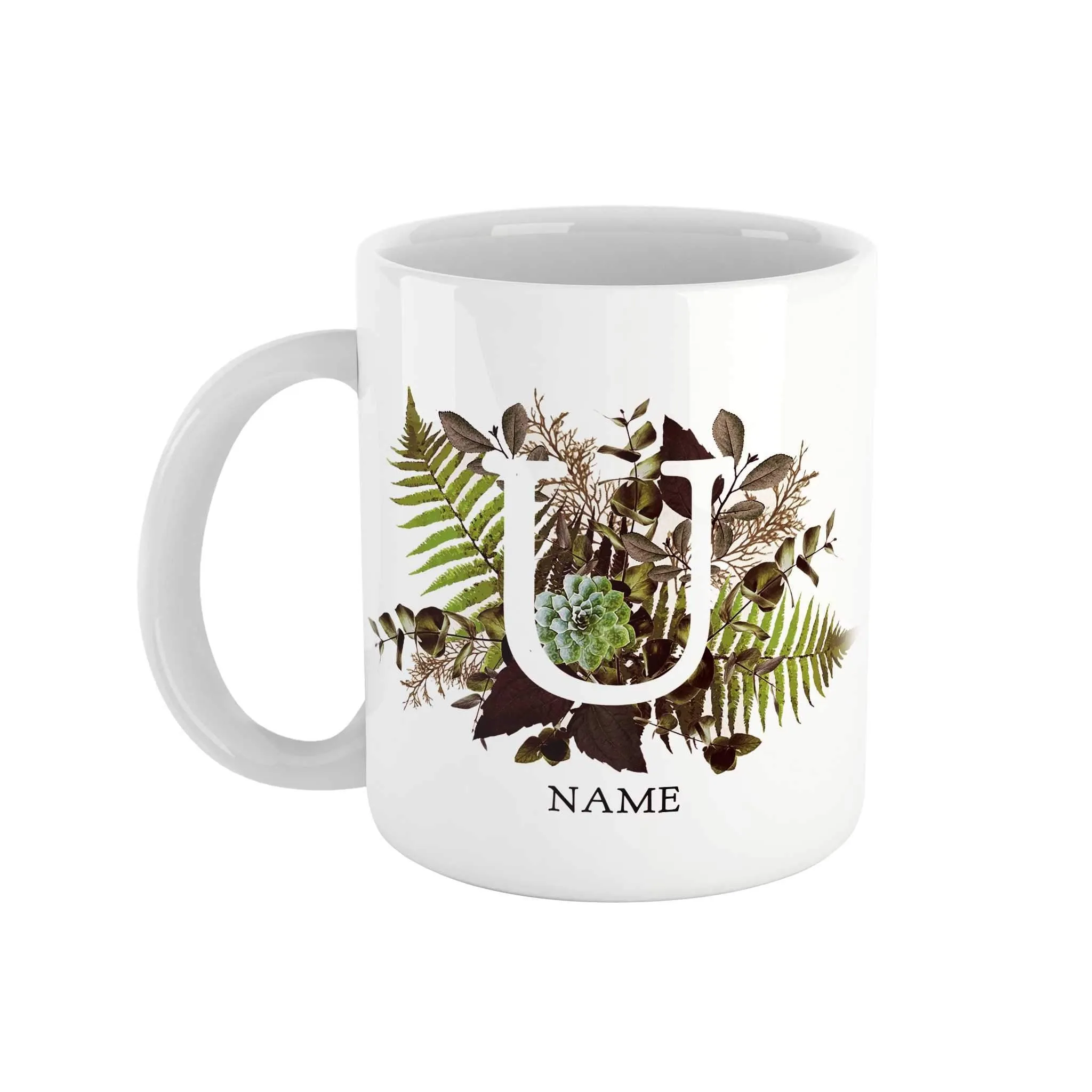 Botanical Monogram Ceramic Mug