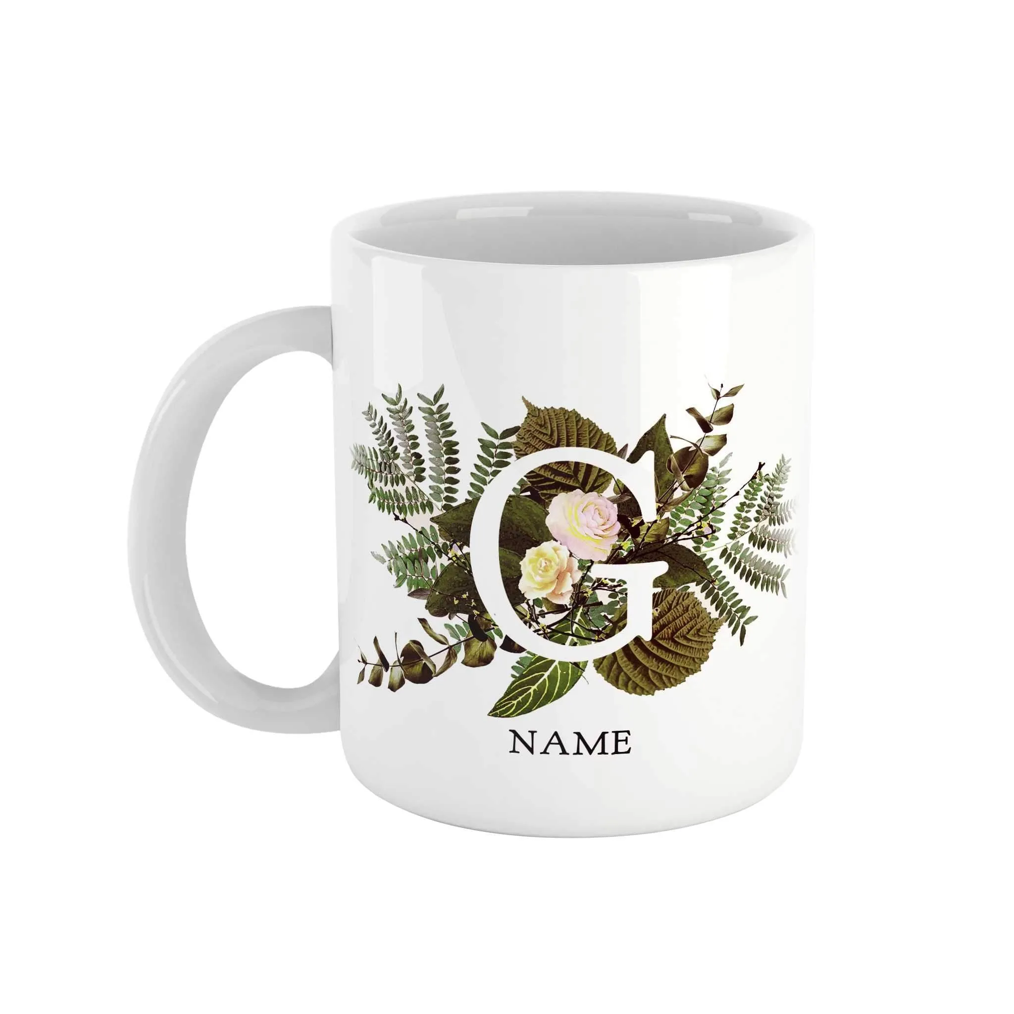 Botanical Monogram Ceramic Mug