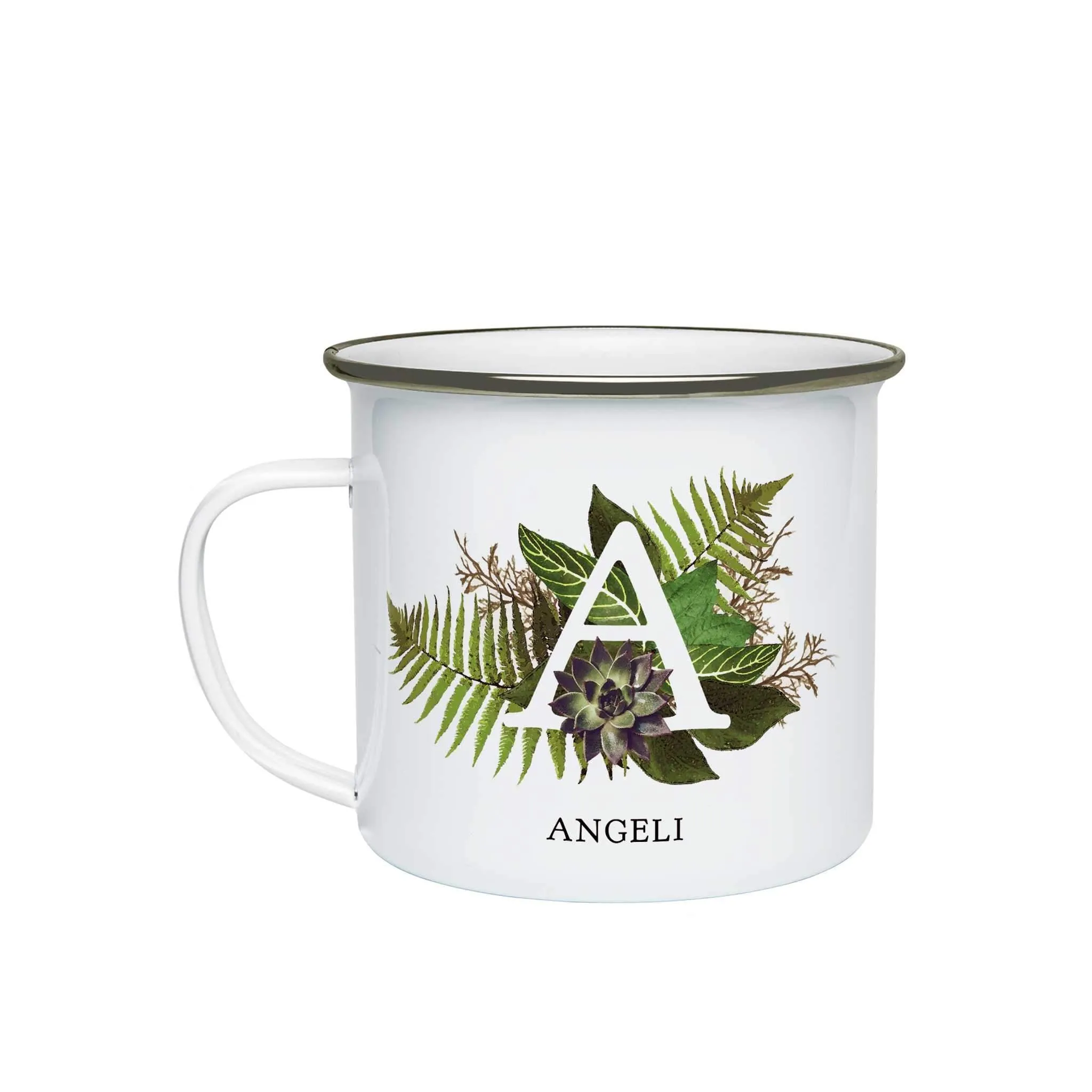 Botanical Monogram Enamel Mug