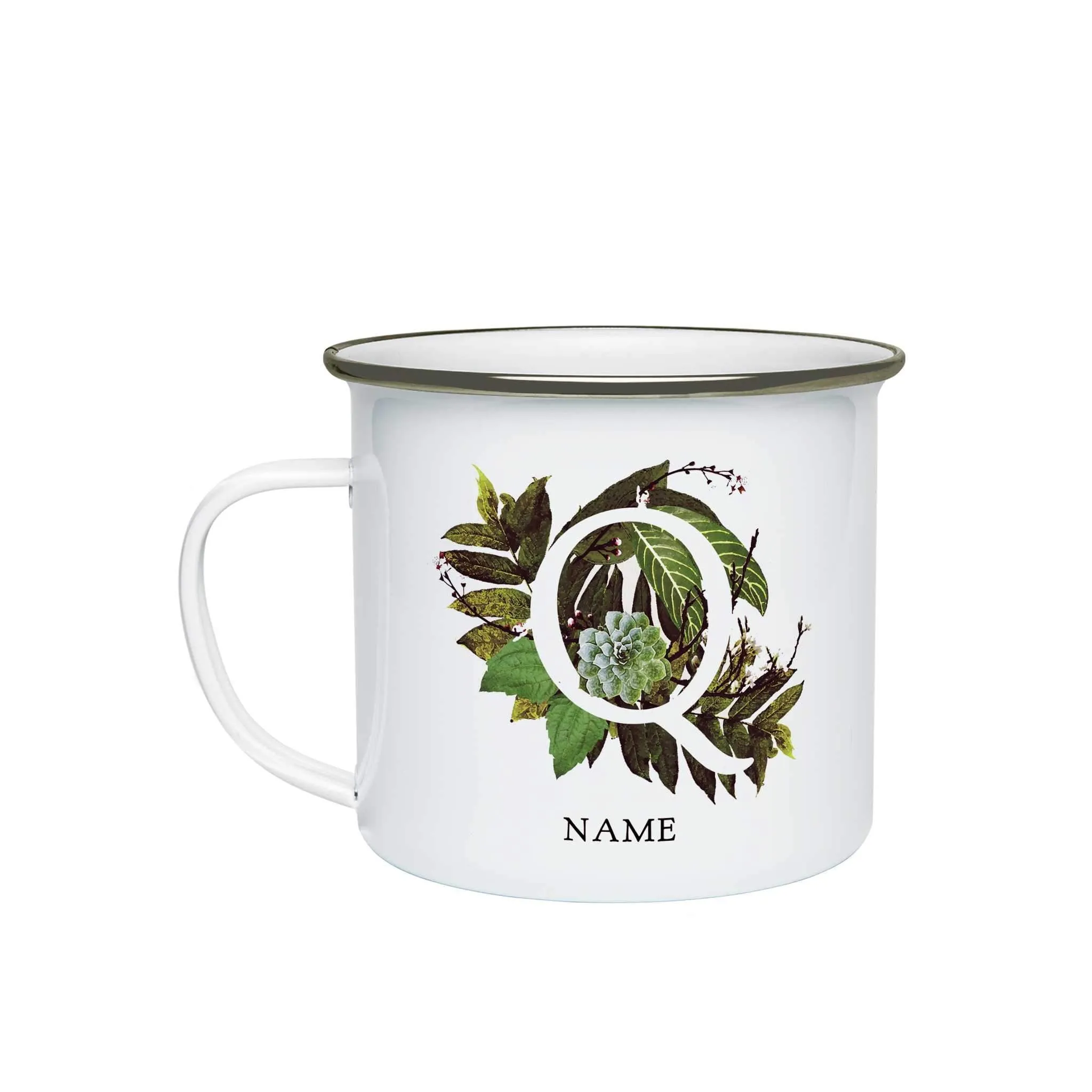 Botanical Monogram Enamel Mug