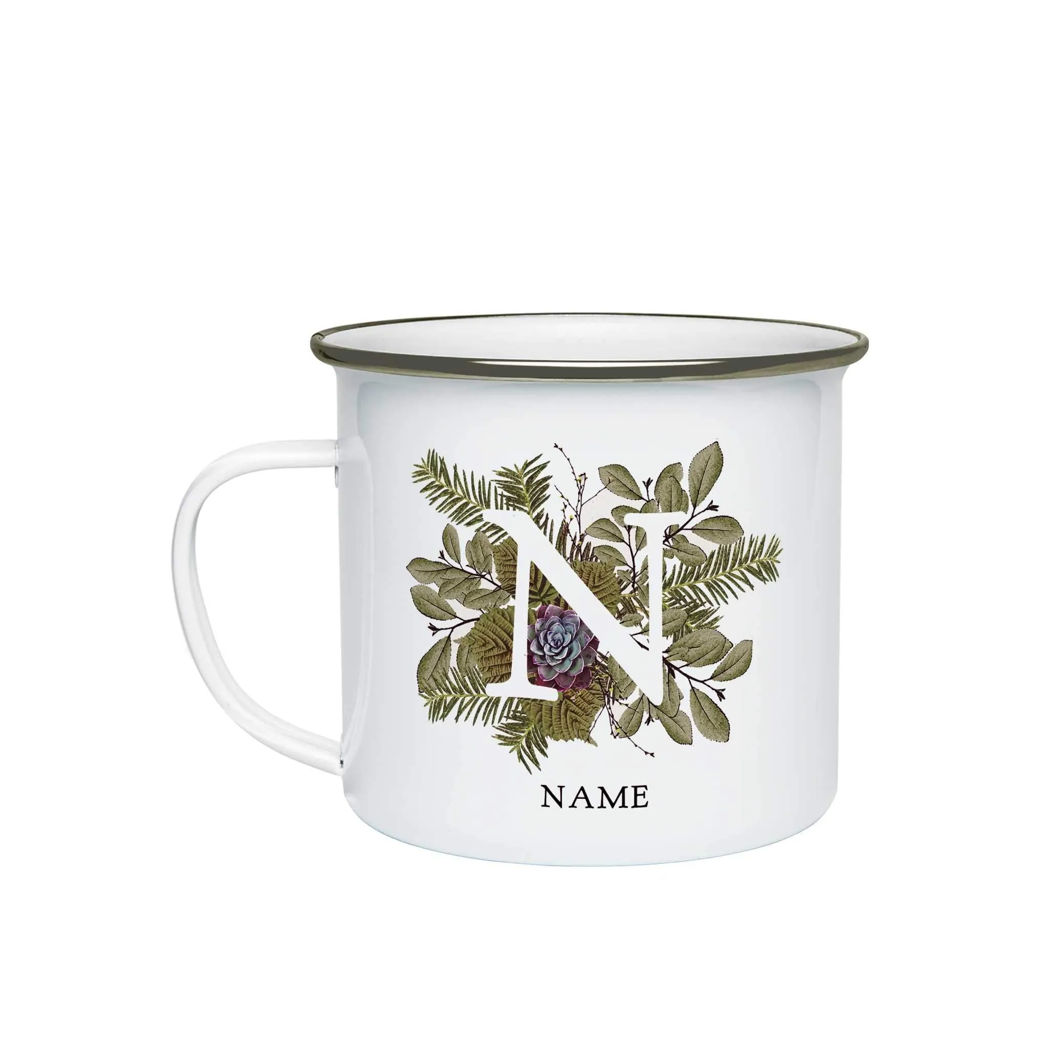 Botanical Monogram Enamel Mug