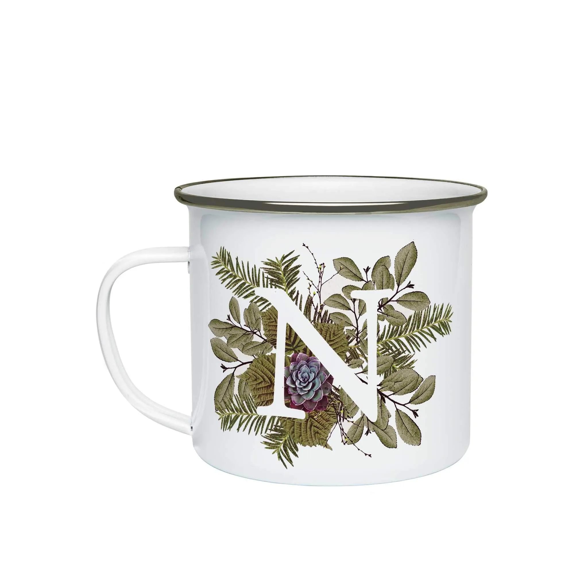 Botanical Monogram Enamel Mug