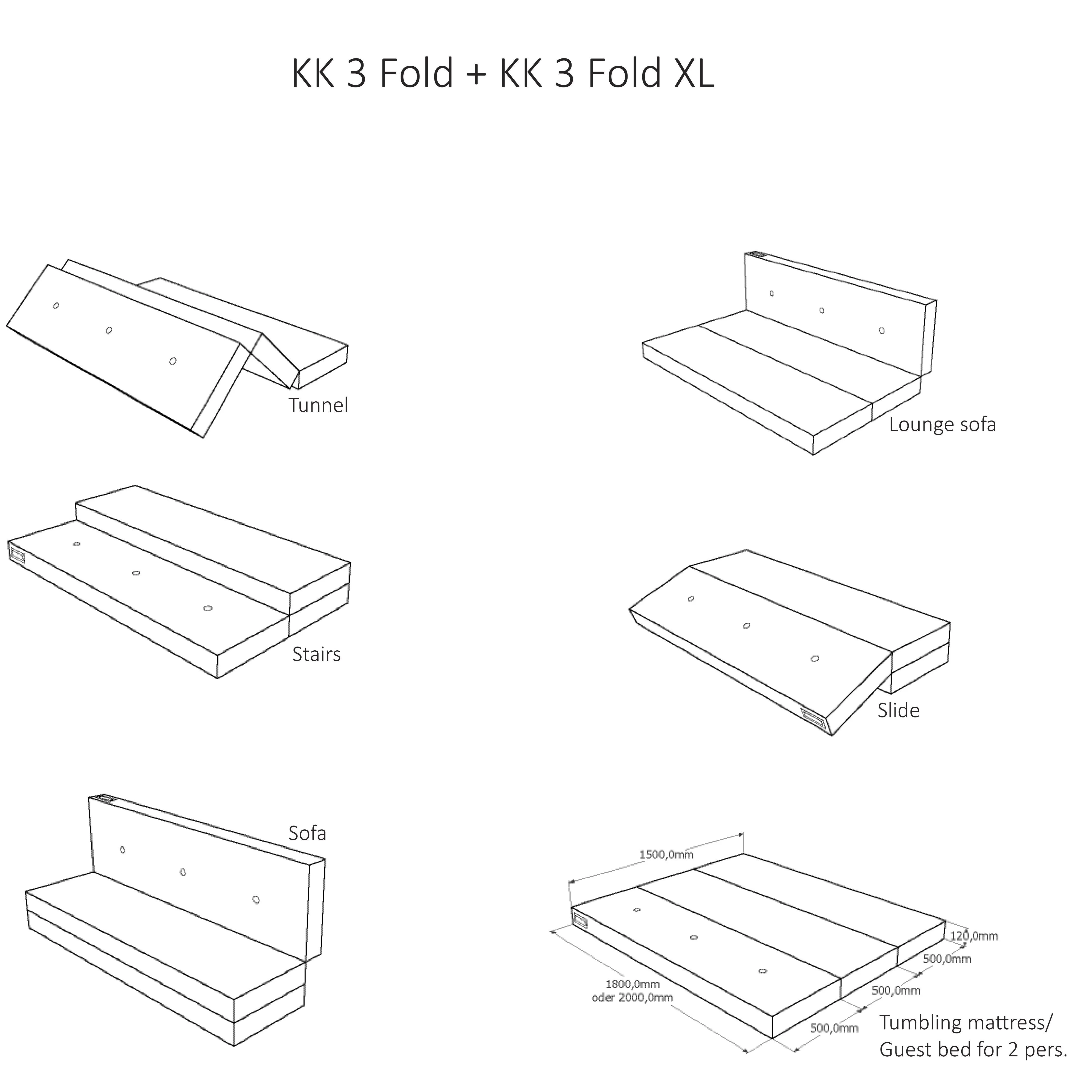 by KlipKlap KK 3 Fold 36x50x180cm - Blue Grey W. Grey (Pre-Order; Est. Delivery in 2-4 Weeks)