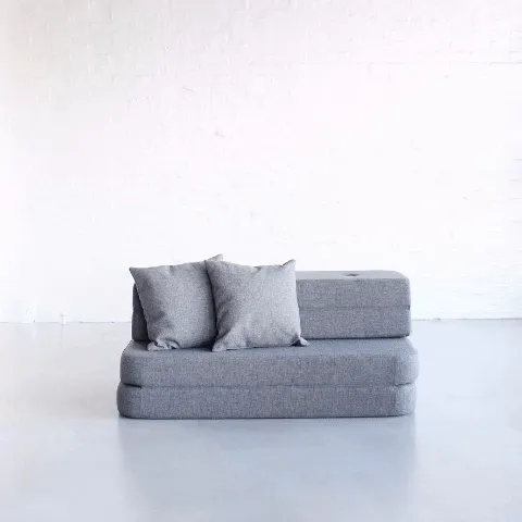 by KlipKlap KK 3 Fold Sofa 36x120x70cm - Blue Grey W. Grey