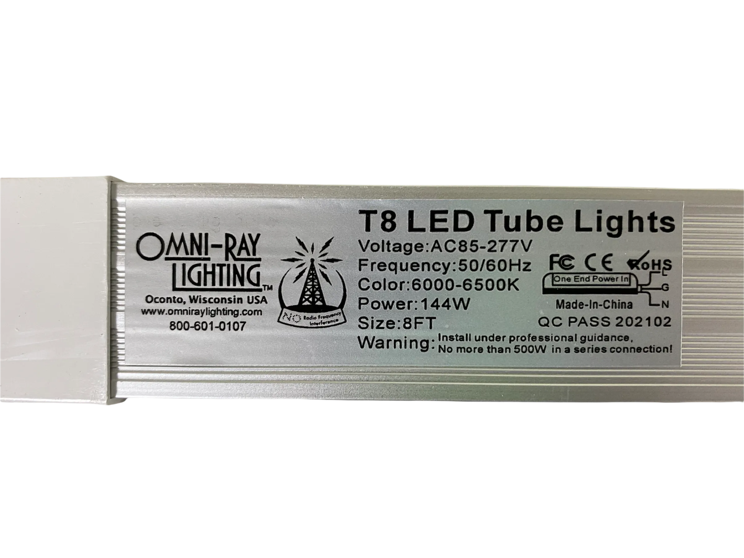 CASE QUANTITY SALE! (25 UNITS)  Linkable LED T8 8ft 144w 21,888 Lumen CLEAR LENS (NO RF) Quad-Row w/Hardware