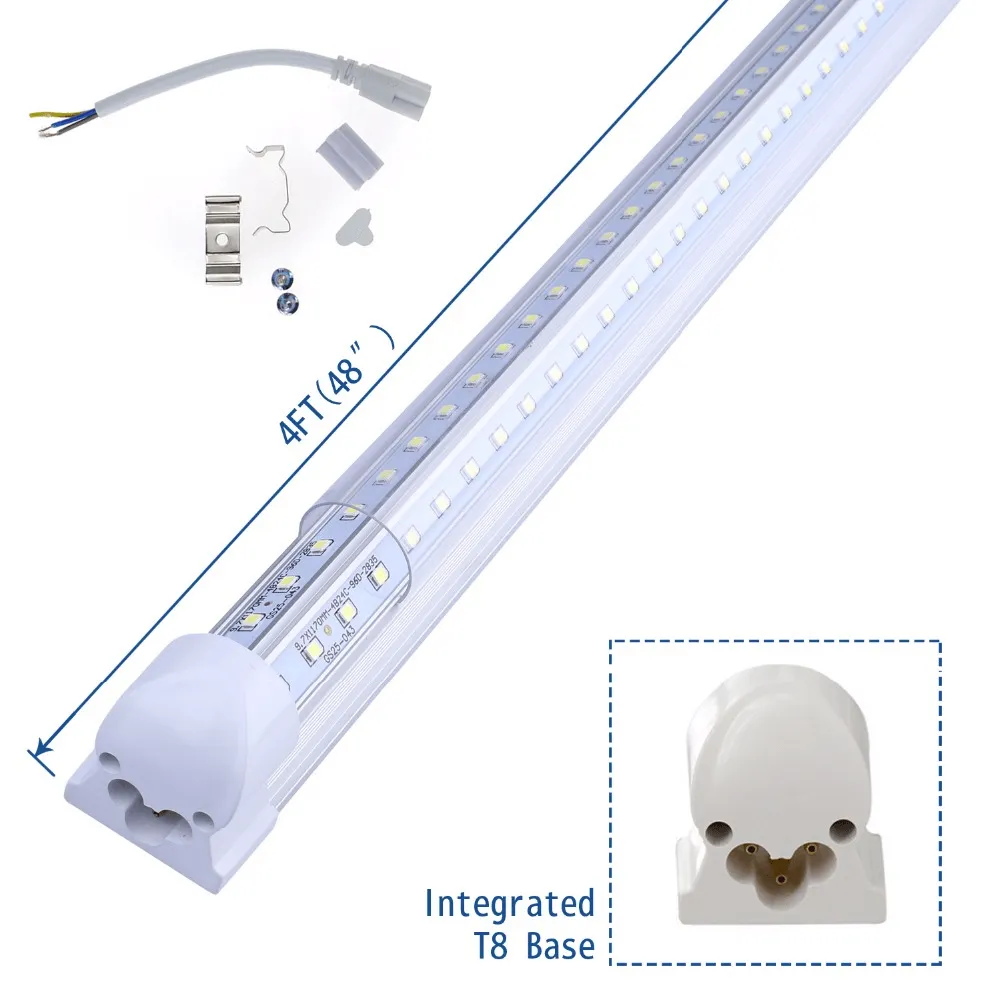 CASE QUANTITY SALE! (25 UNITS) Linkable LED T8 8ft 72w 10,944 Lumen Clear Lens (NO RF) V-Series w/Mounting Hardware