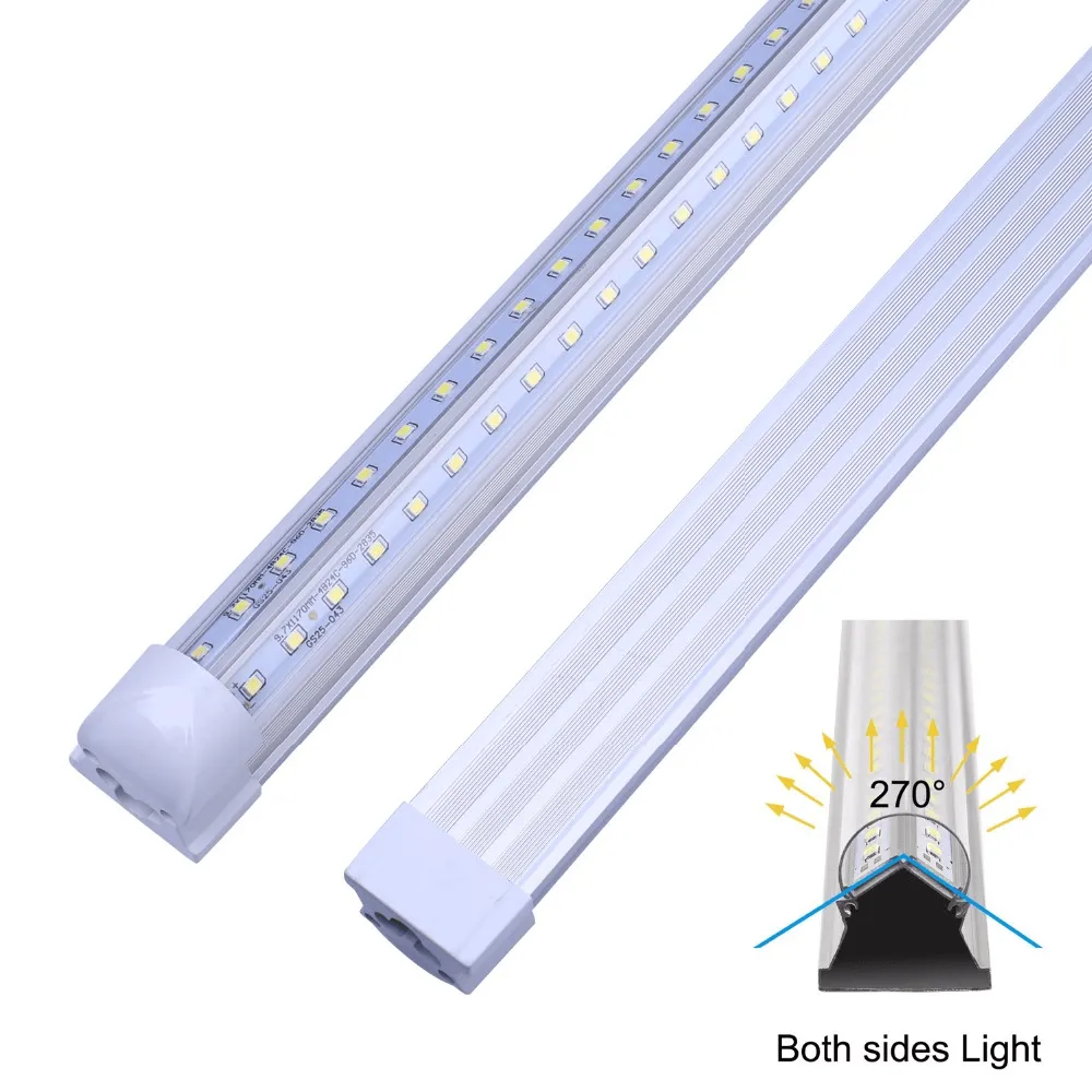 CASE QUANTITY SALE! (25 UNITS) Linkable LED T8 8ft 72w 10,944 Lumen Clear Lens (NO RF) V-Series w/Mounting Hardware