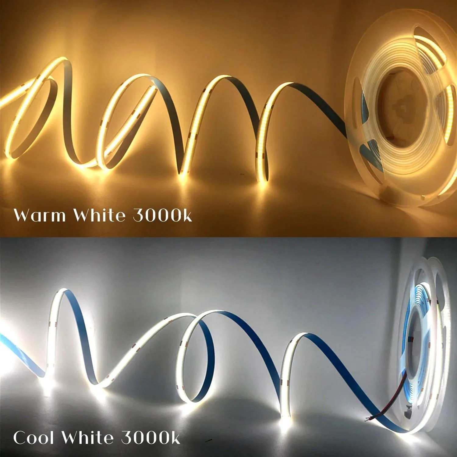 CCT Seamless COB LED Strip 24V 780 LEDs/m IP20 Waterproof WW CW 10 Metre Kit