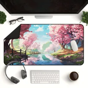 Cherry Blossom Desk Mat - Aesthetic Sakura Mouse Pad for Gaming & Office