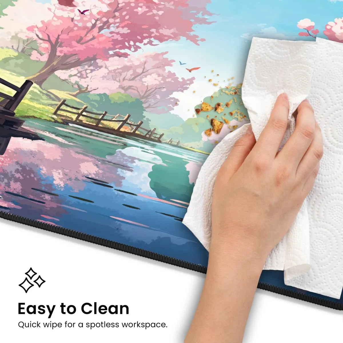 Cherry Blossom Desk Mat - Aesthetic Sakura Mouse Pad for Gaming & Office