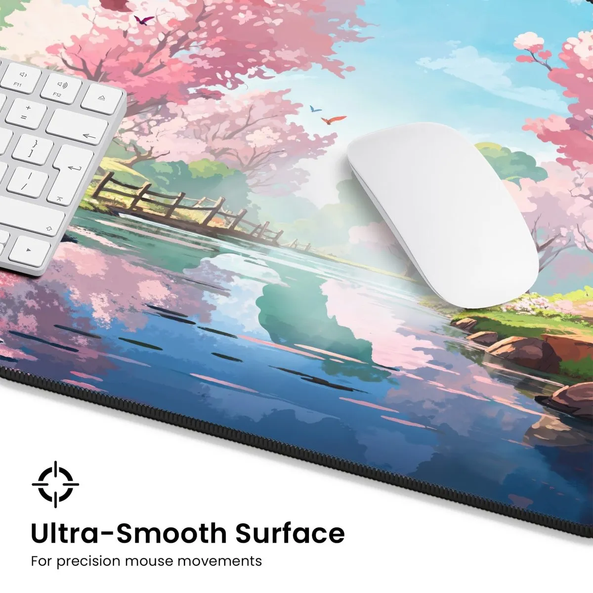 Cherry Blossom Desk Mat - Aesthetic Sakura Mouse Pad for Gaming & Office