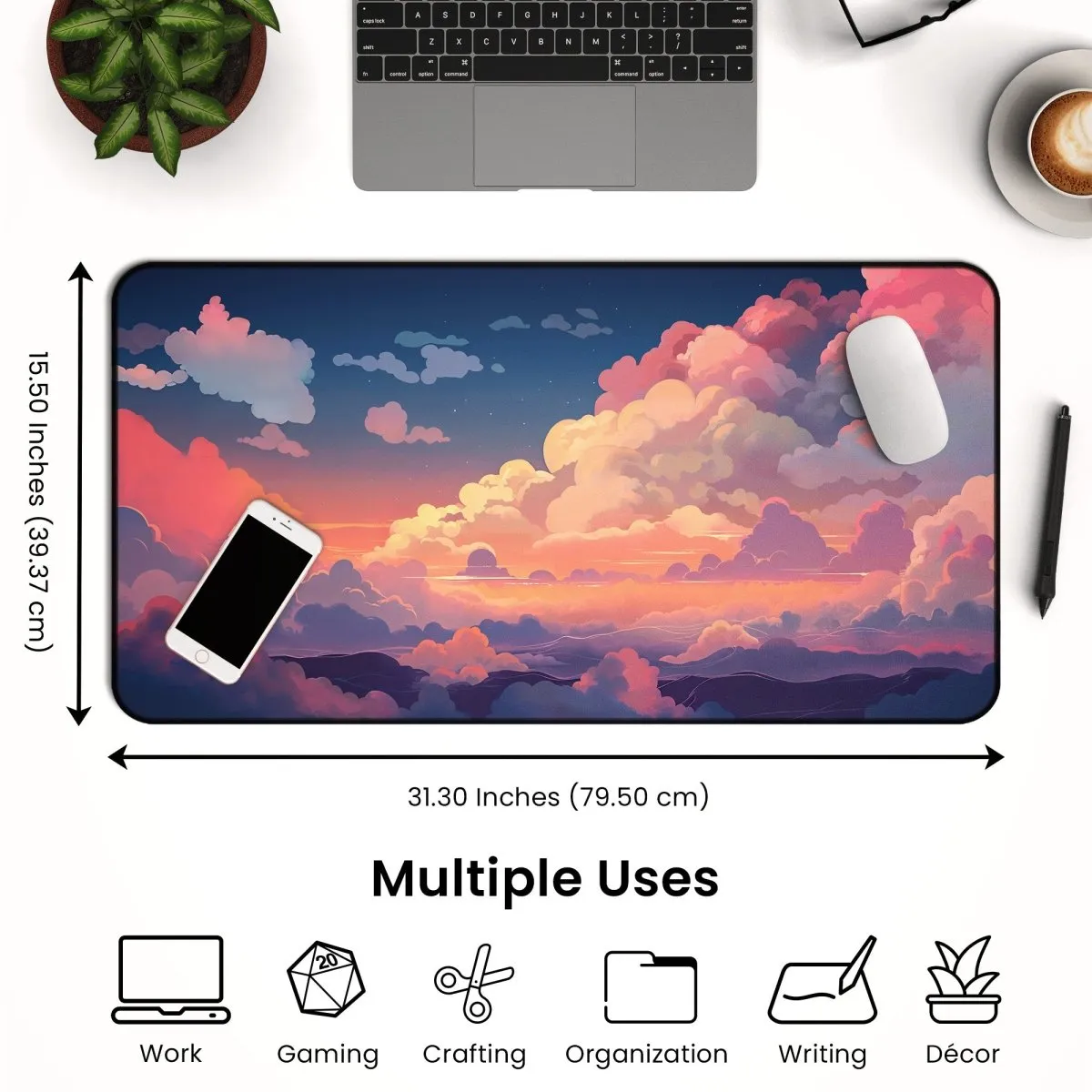 Cloud Desk Mat – Cute Large Mouse Pad for Gaming & Office Setup