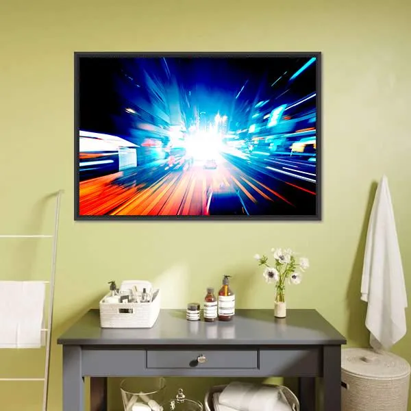 Colorful Night Traffic Canvas Wall Art