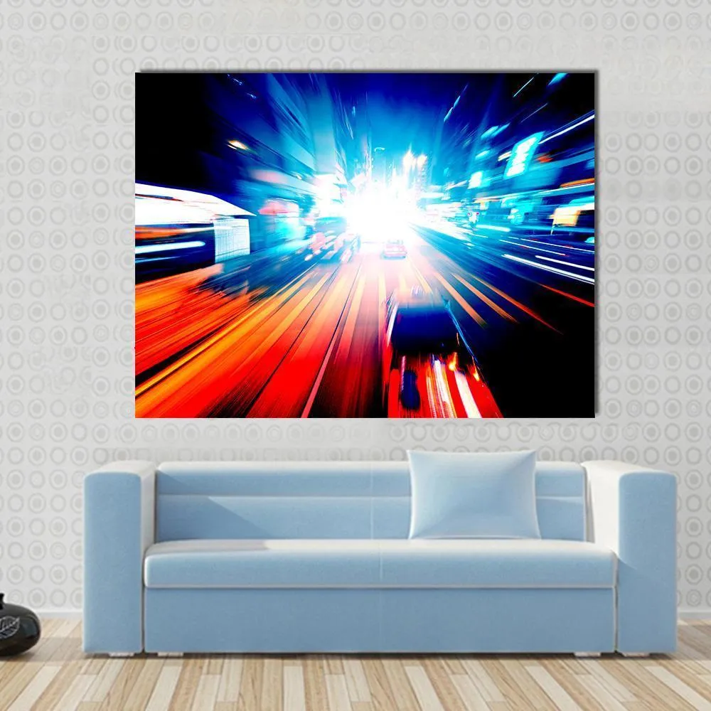 Colorful Night Traffic Canvas Wall Art