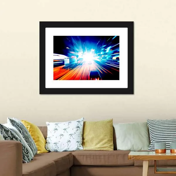 Colorful Night Traffic Canvas Wall Art