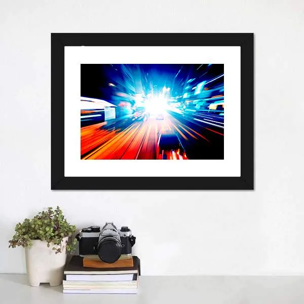 Colorful Night Traffic Canvas Wall Art