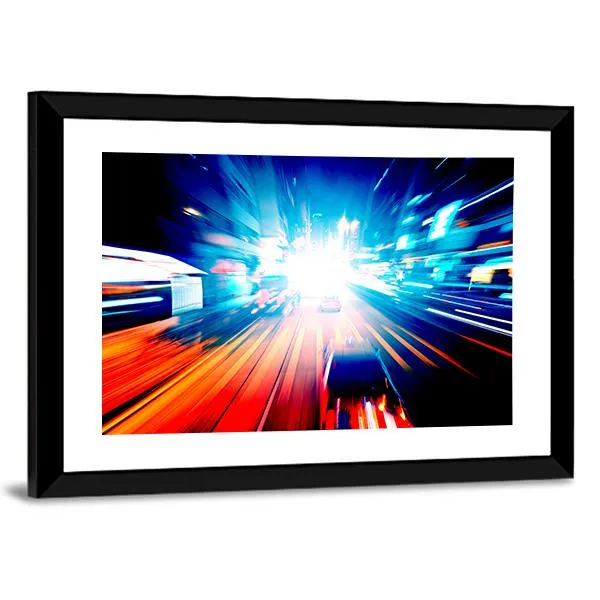 Colorful Night Traffic Canvas Wall Art