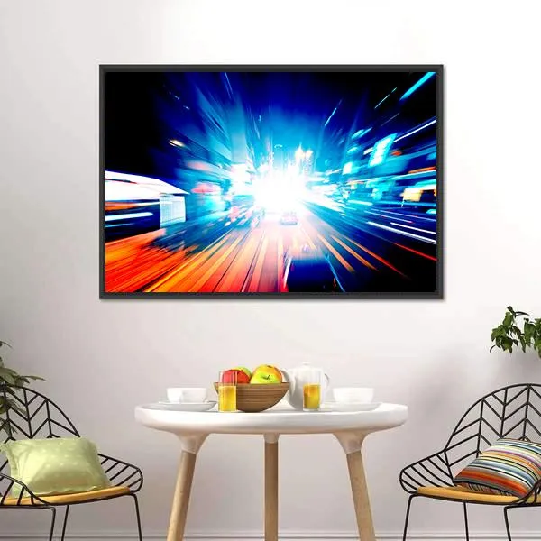 Colorful Night Traffic Canvas Wall Art