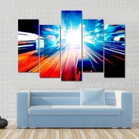 Colorful Night Traffic Canvas Wall Art