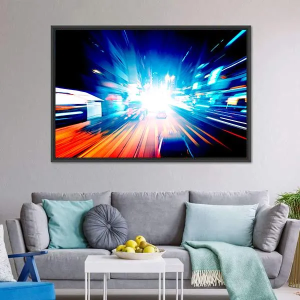 Colorful Night Traffic Canvas Wall Art