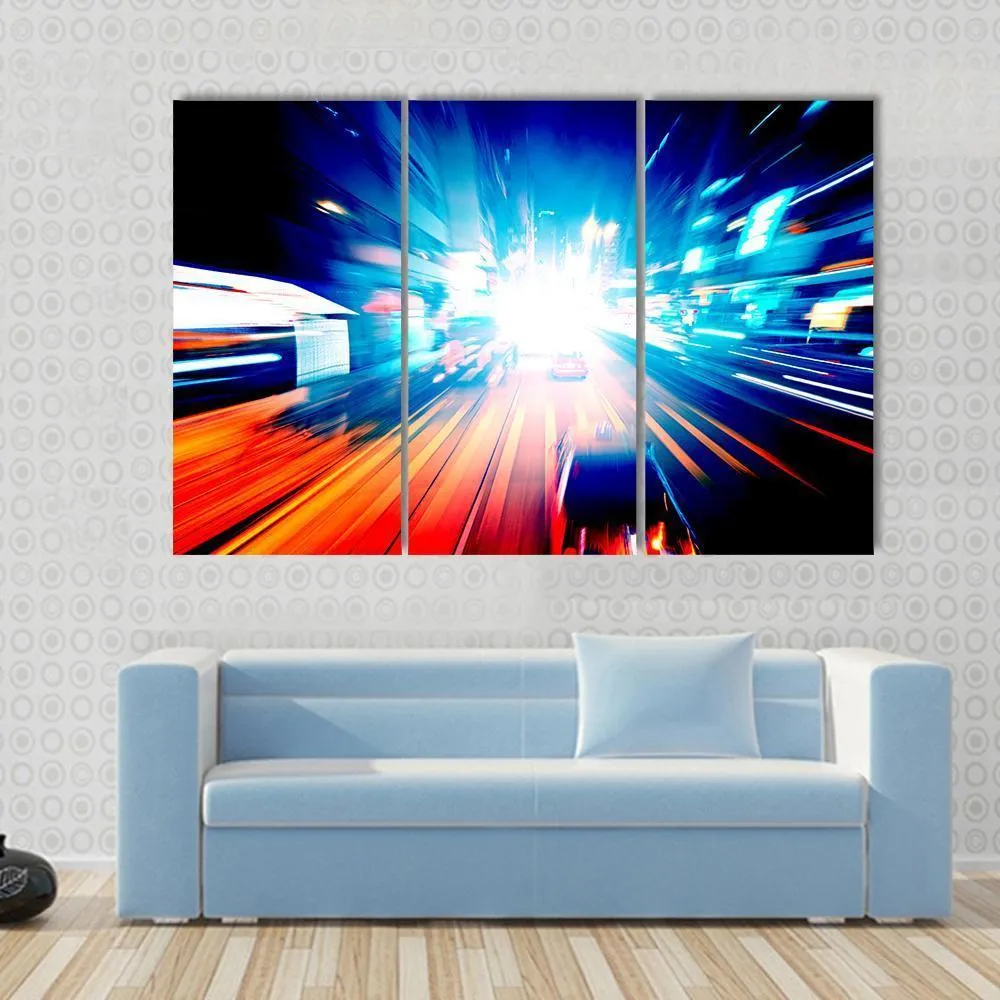 Colorful Night Traffic Canvas Wall Art