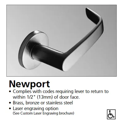 Corbin Russwin ML2055-NSM Classroom Mortise Lock, Newport Lever, M Escutcheon