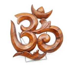 Dark Brown "Om" Wood Panel - 9.75"