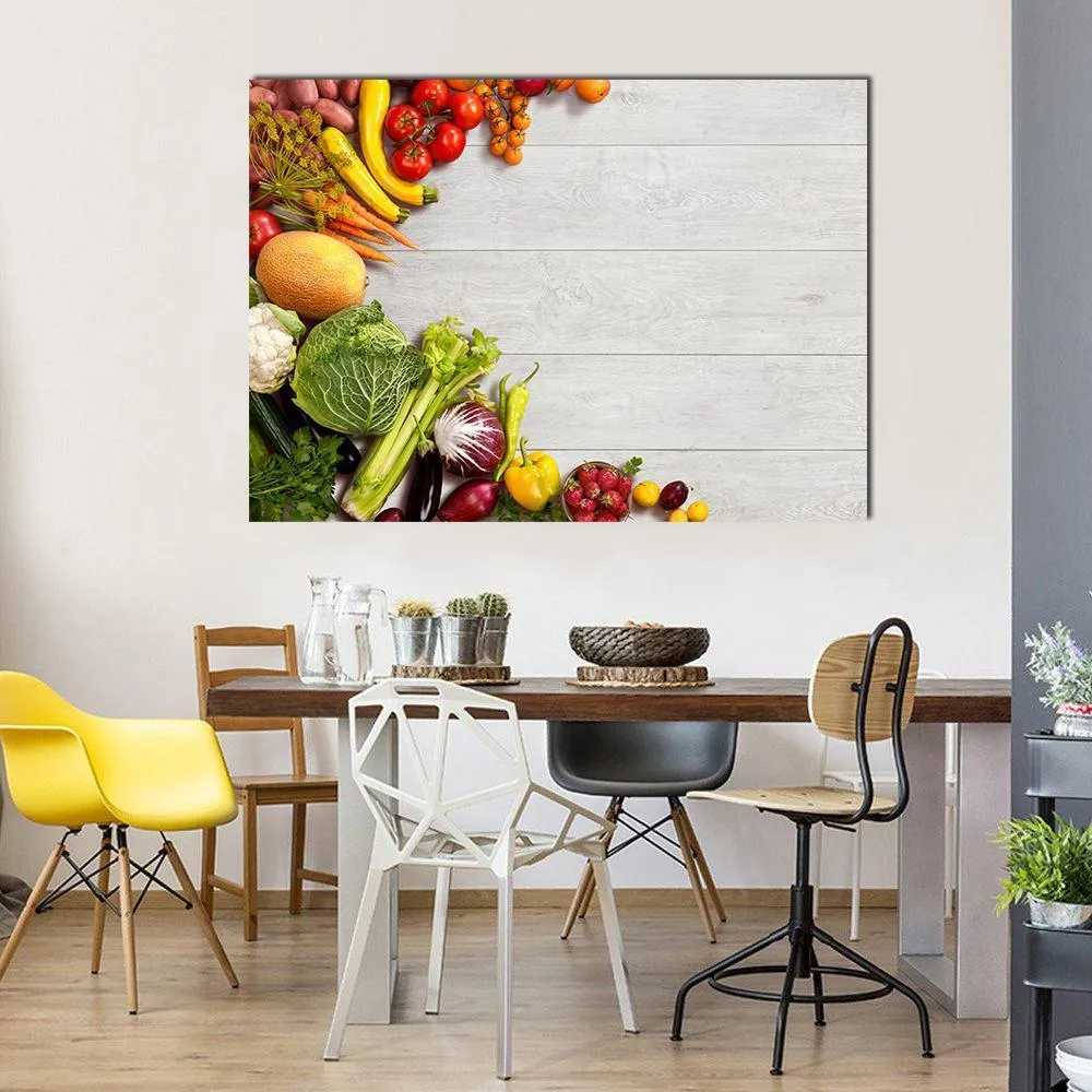 Different Vegetables And Fruits Canvas Wall Art