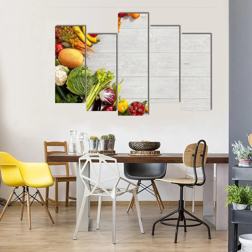 Different Vegetables And Fruits Canvas Wall Art