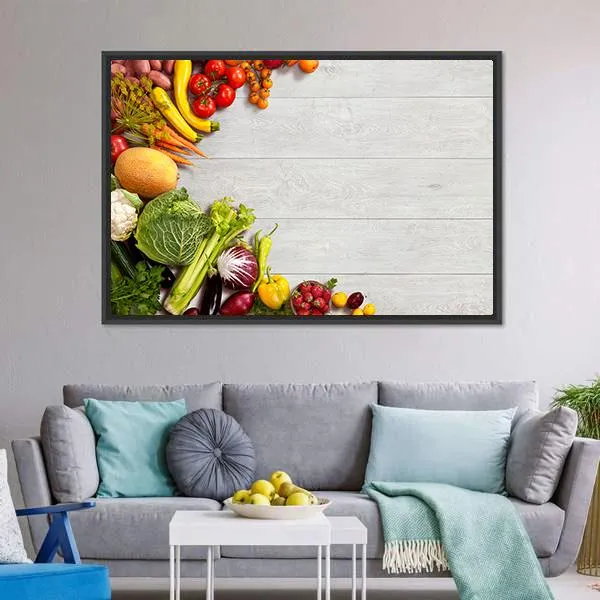 Different Vegetables And Fruits Canvas Wall Art