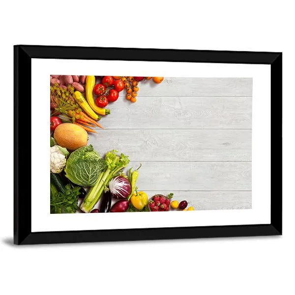 Different Vegetables And Fruits Canvas Wall Art