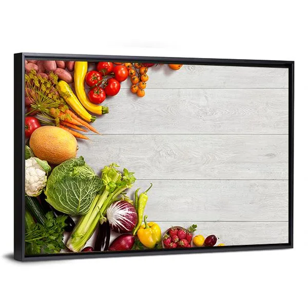 Different Vegetables And Fruits Canvas Wall Art