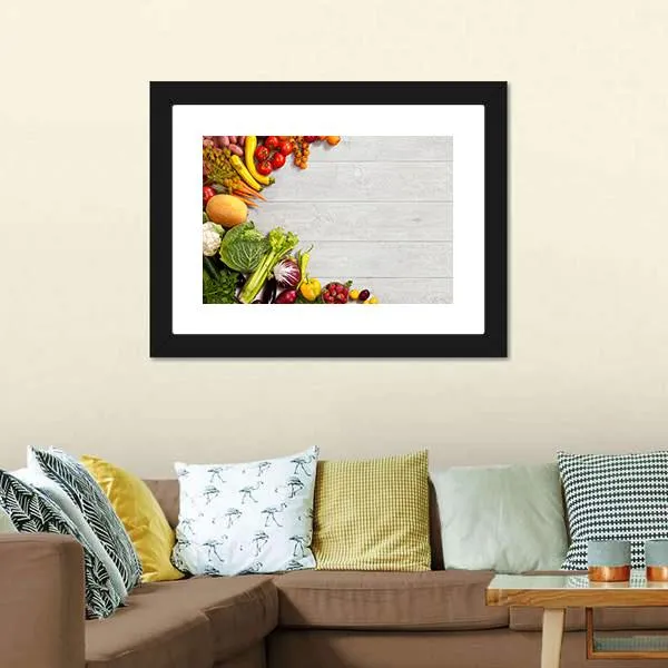 Different Vegetables And Fruits Canvas Wall Art