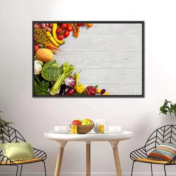 Different Vegetables And Fruits Canvas Wall Art