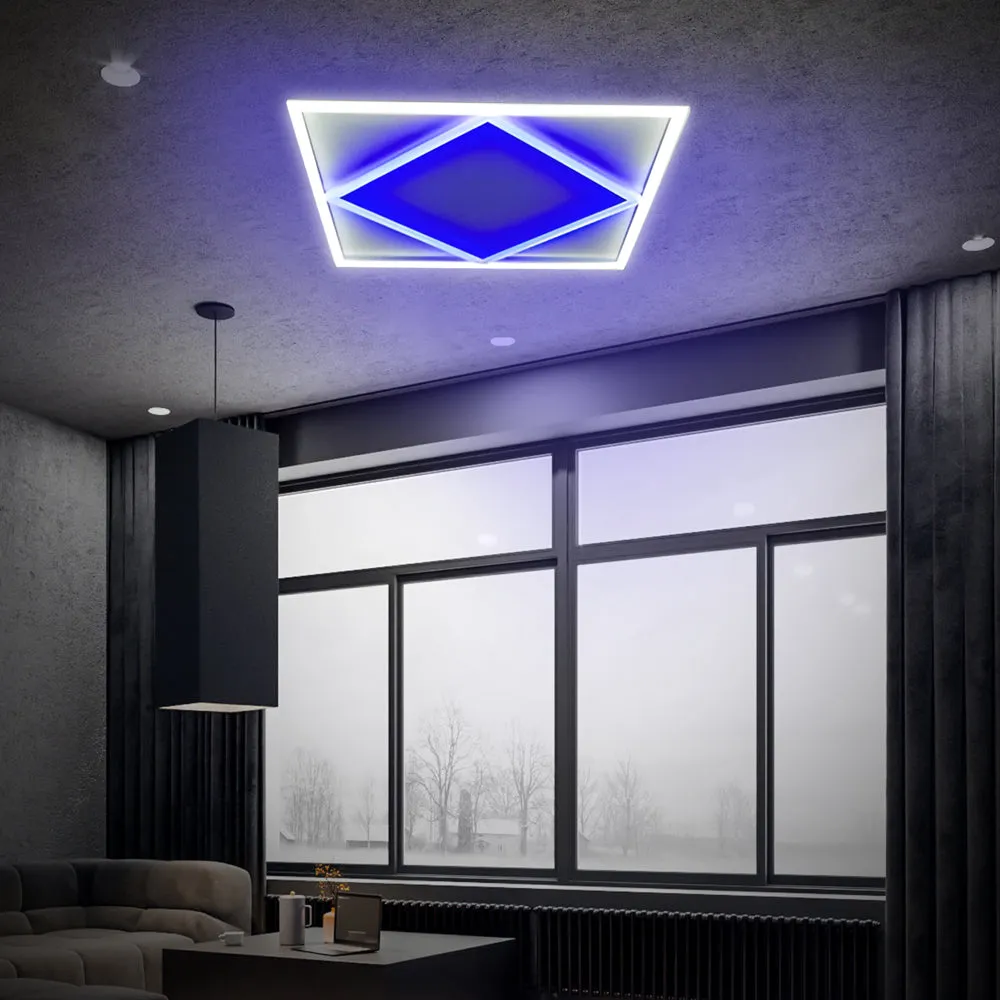 Double Square borderline Panel Light, 595x595, 40W 4000 lm, White (6000K) light in outside and blue light in inside